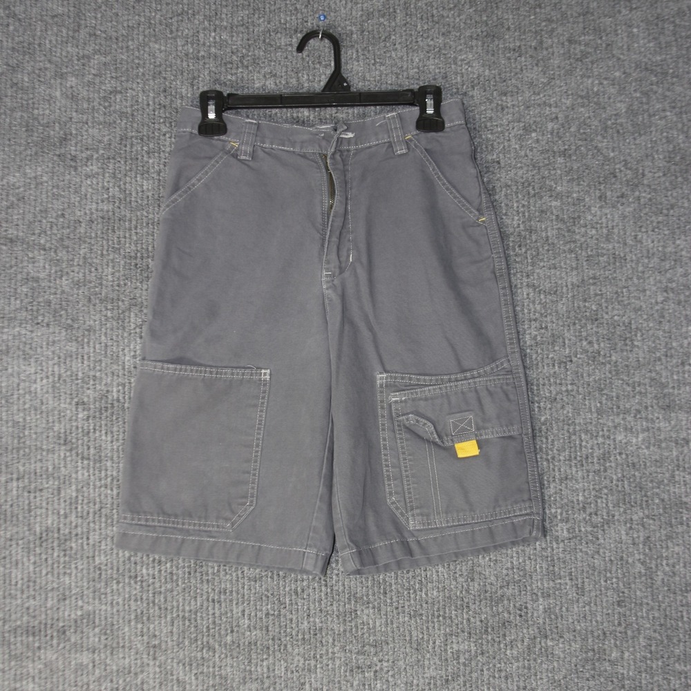 Faded Glory Carpenter Shorts‎ Boys 14 Gray Canvas Workwear Baggy Skate Utility